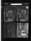 Saturday feature - Workers in chicken factory; Radio disc jockey; Guys working on car (4 Negatives) (July 12, 1958) [Sleeve 30, Folder d, Box 15]